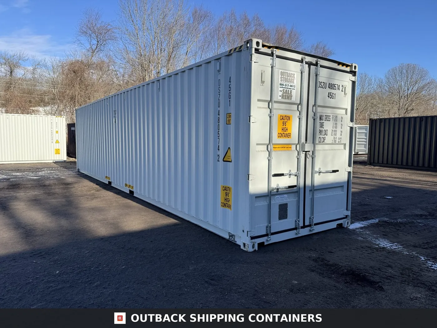 40ft New High Cube Shipping Container – Wind & Watertight – Lt Gray – Unit DSZU480574-2