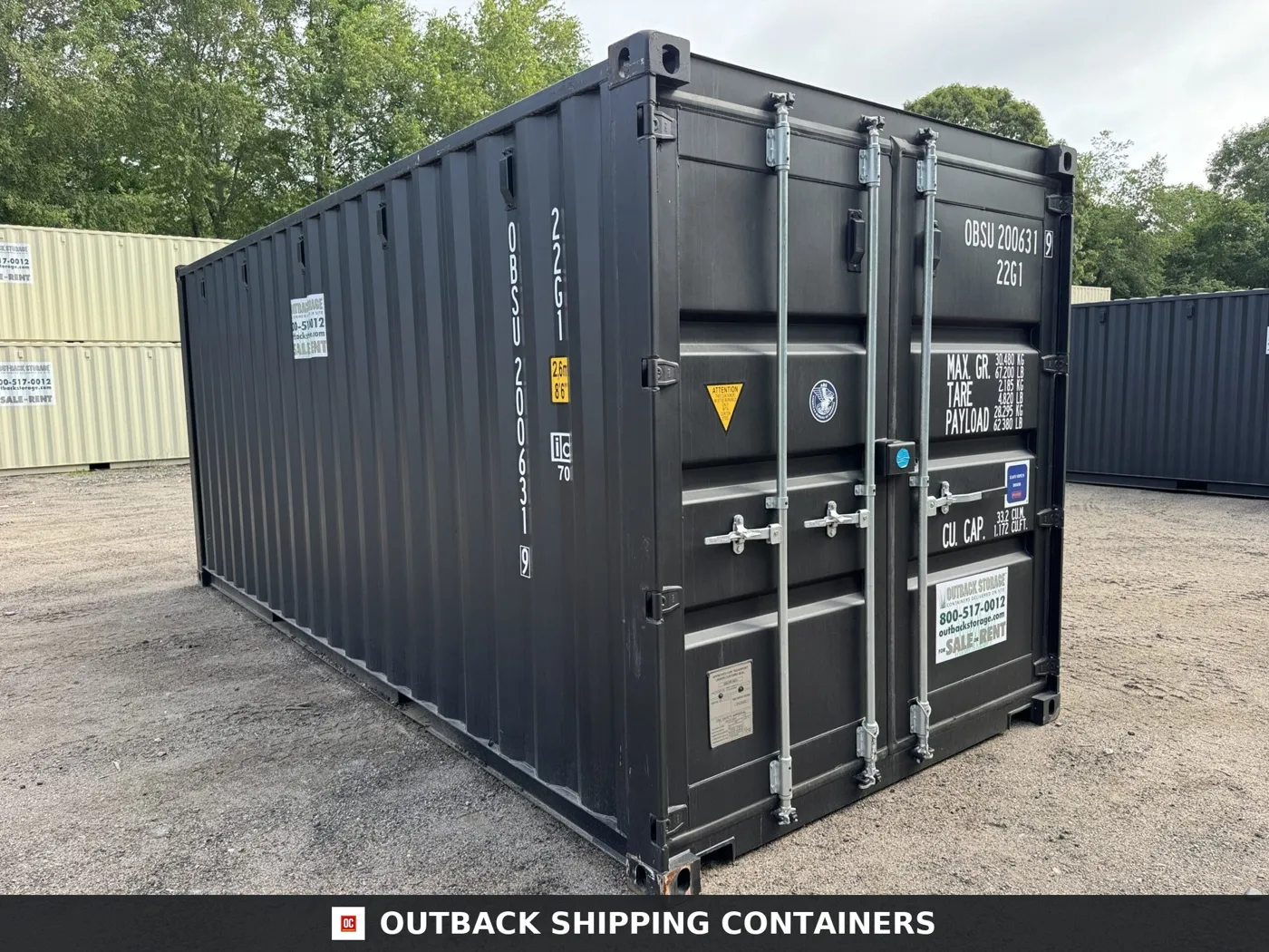 20ft New Shipping Container – Wind & Watertight – Black – Unit OBSU200631-9