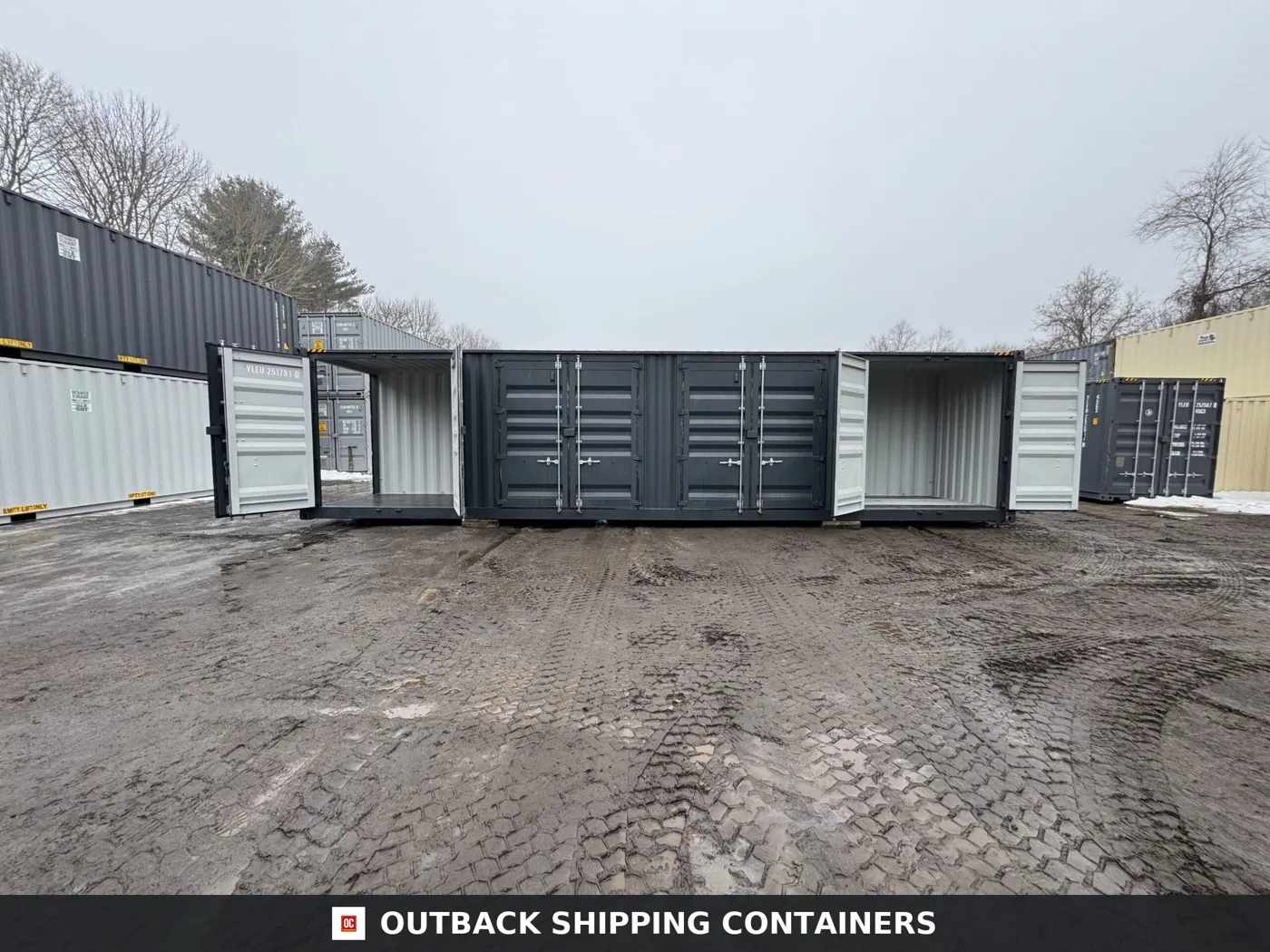 40ft New High Cube Shipping Container – Wind & Watertight – Dk Gray – Unit YLEU251791-0