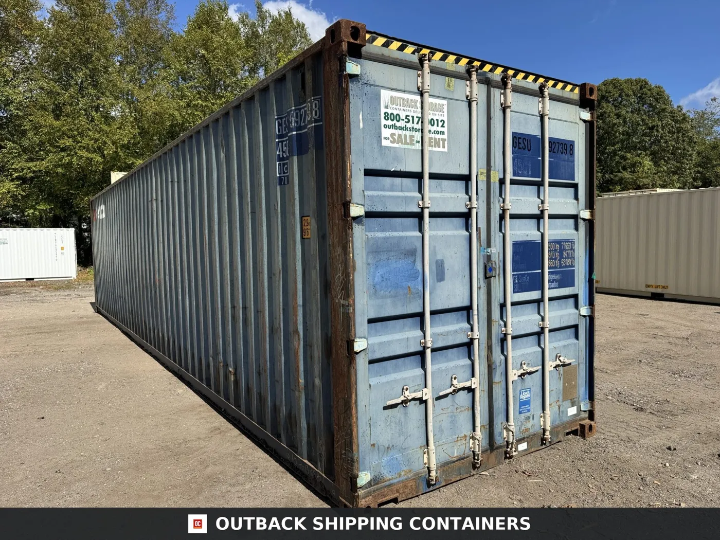 40ft Used High Cube Shipping Container – Wind & Watertight – Blue – Unit GESU592739-8