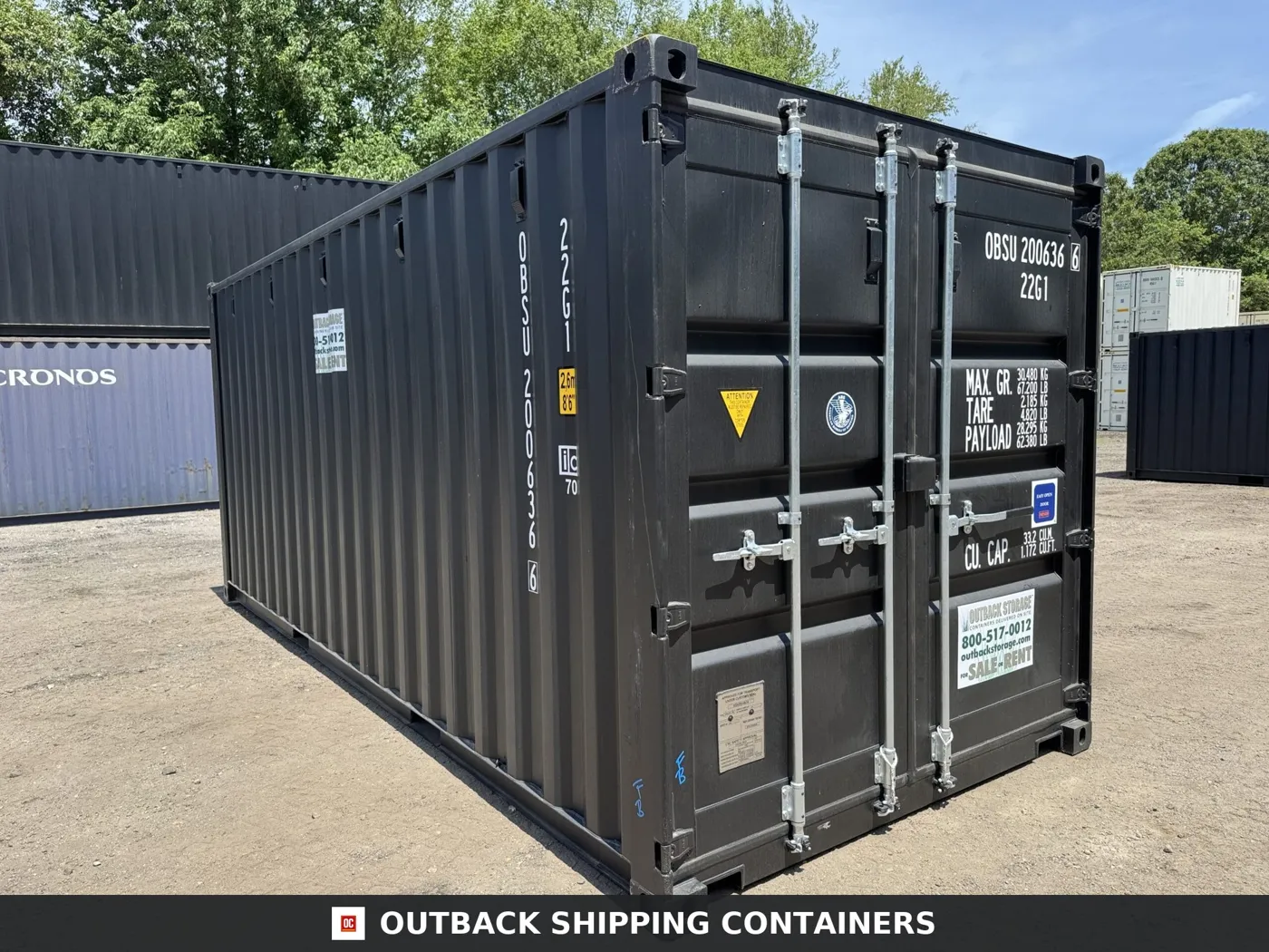 20ft New Shipping Container – Wind & Watertight – Black – Unit OBSU200636-6