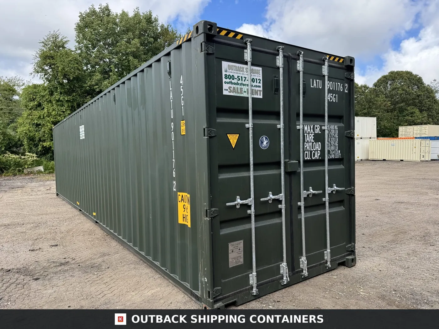 40ft New High Cube Shipping Container – Wind & Watertight – Green – Unit LATU901176-2