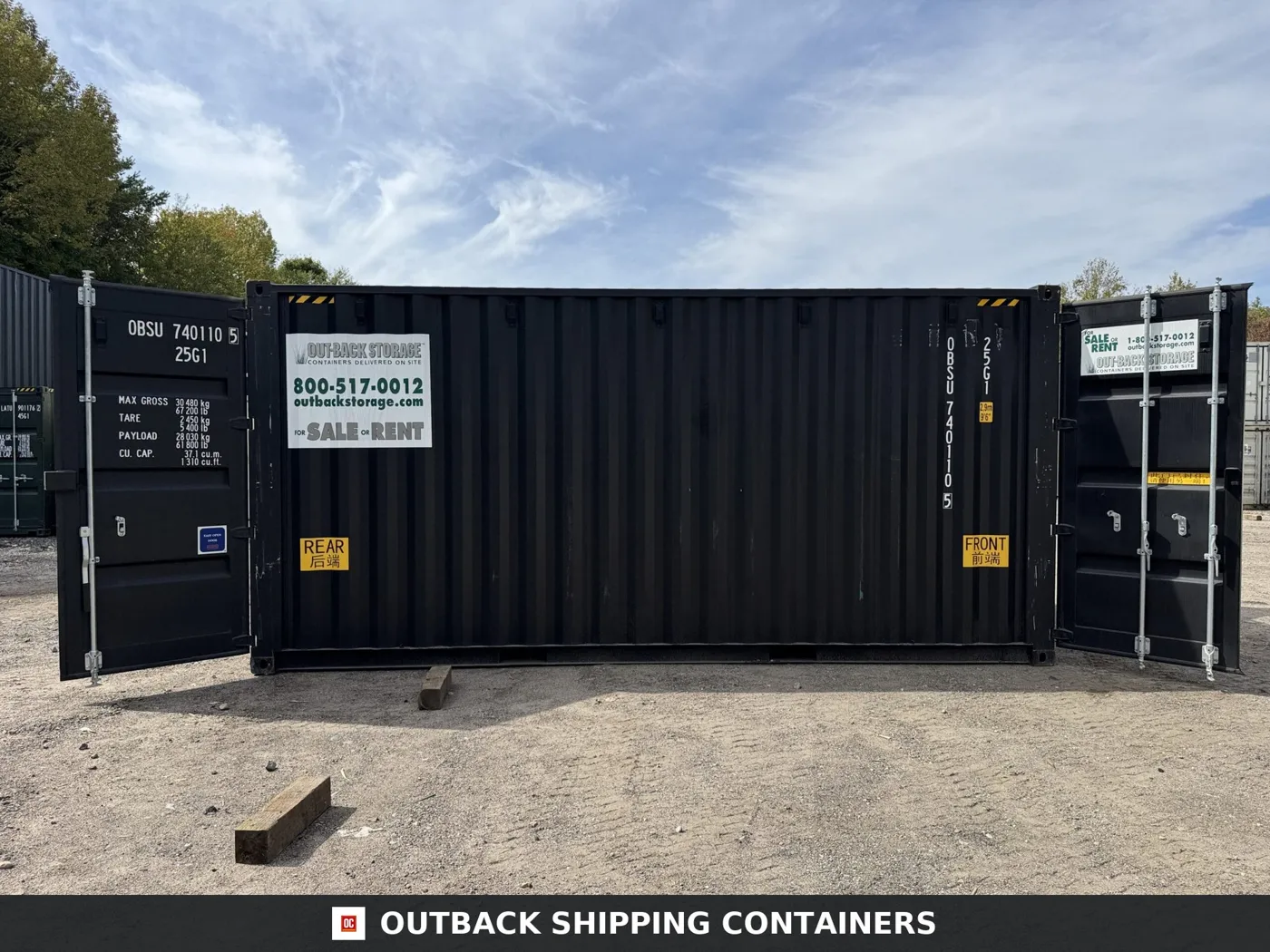 20ft New High Cube Shipping Container – Wind & Watertight – Black – Unit OBSU740110-5