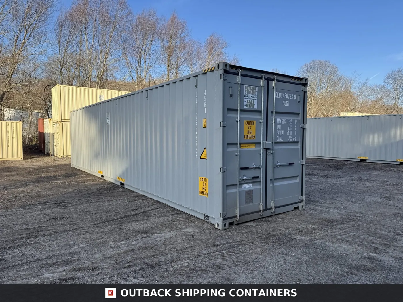 40ft New High Cube Shipping Container – Wind & Watertight – Gray – Unit CEUU480733-9