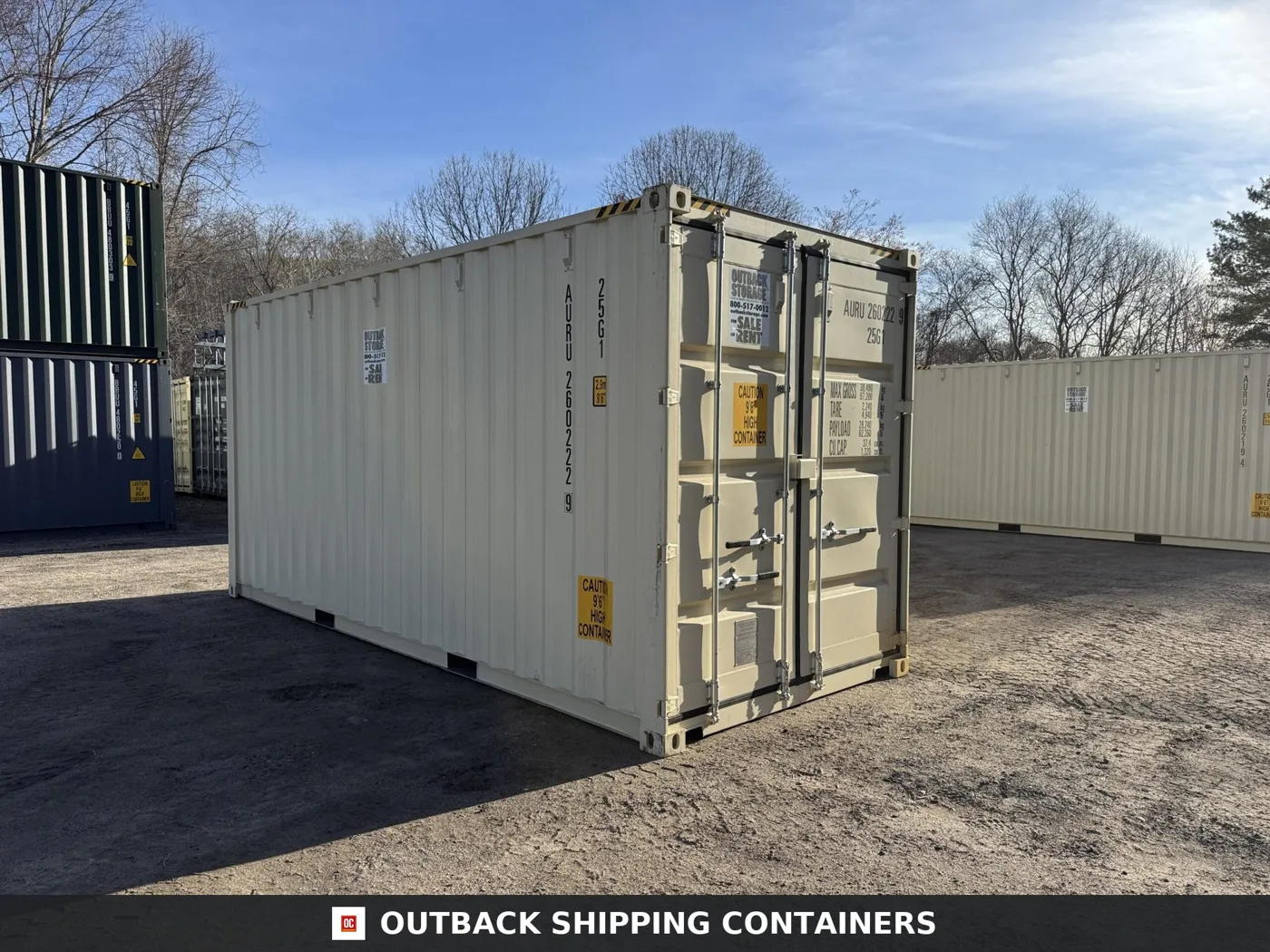 20ft New High Cube Shipping Container – Wind & Watertight – Beige – Unit AURU260222-9