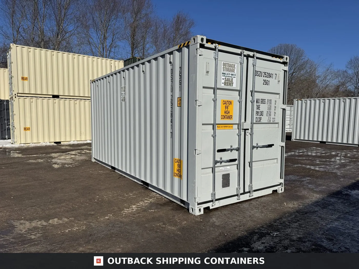 20ft New High Cube Shipping Container – Wind & Watertight – Gray – Unit DSZU252841-7