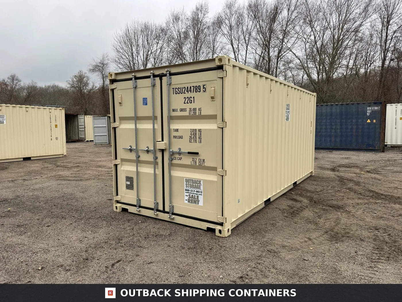 20ft New Shipping Container – Wind & Watertight – Beige – Unit TGSU244789-5