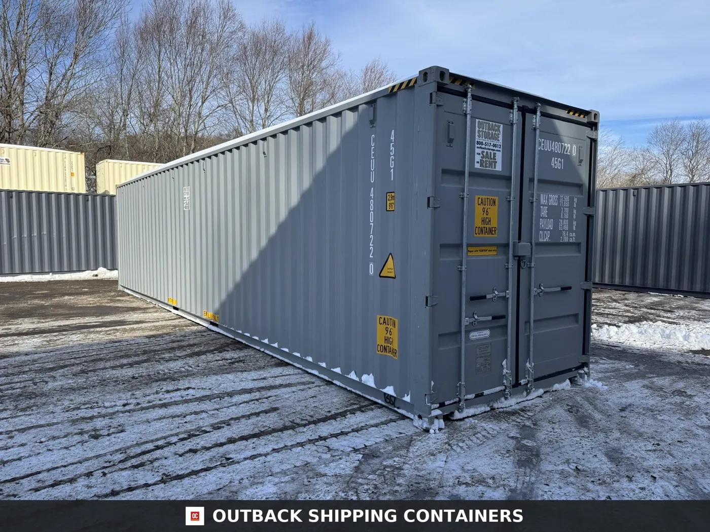 40ft New High Cube Shipping Container – Wind & Watertight – Gray – Unit CEUU480722-0