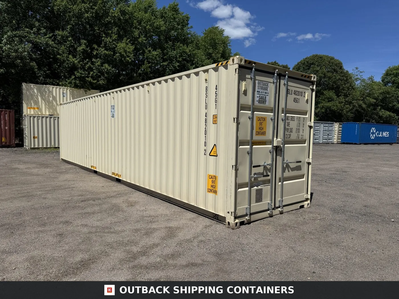 40ft New High Cube Shipping Container – Wind & Watertight – Beige – Unit BSLU482010-2