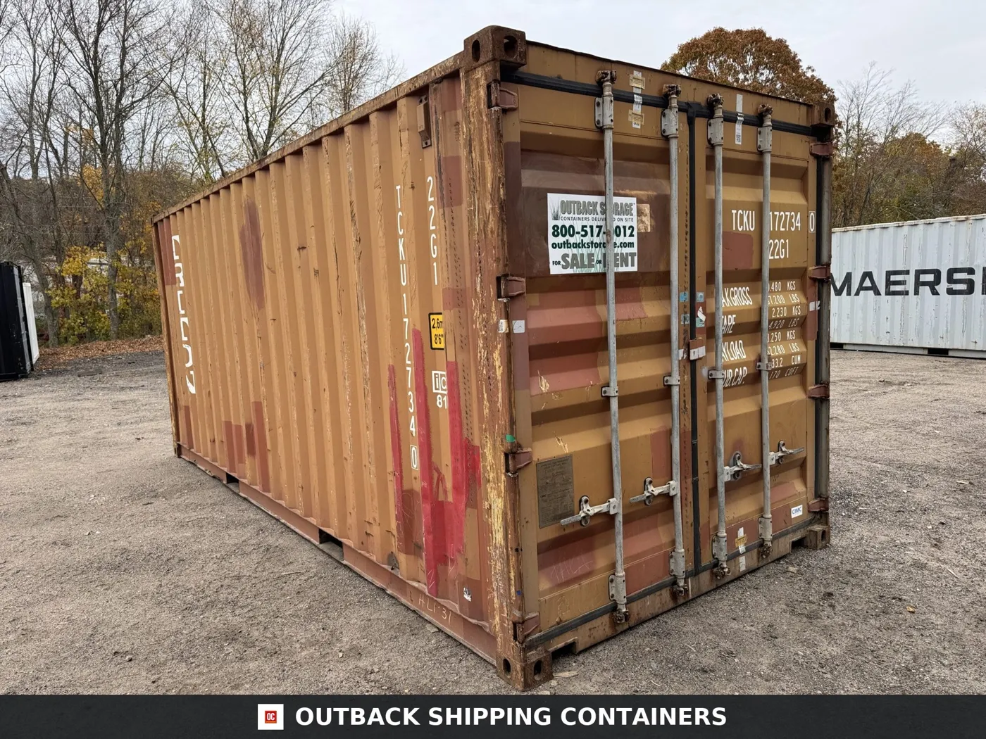 20ft Used Shipping Container – Wind & Watertight – Burnt Orange