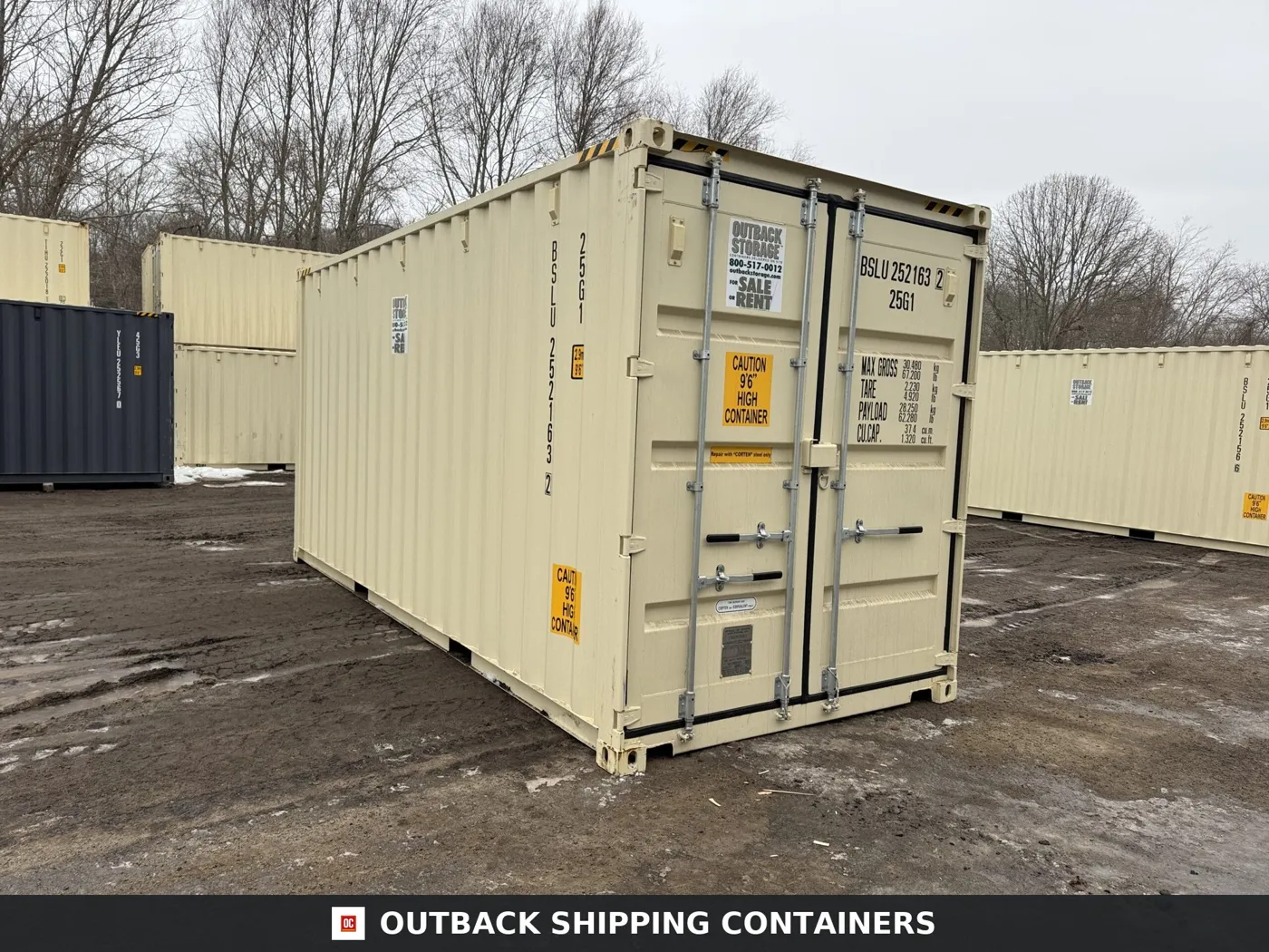 20ft New High Cube Shipping Container – Wind & Watertight – Beige – Unit BSLU252163-2