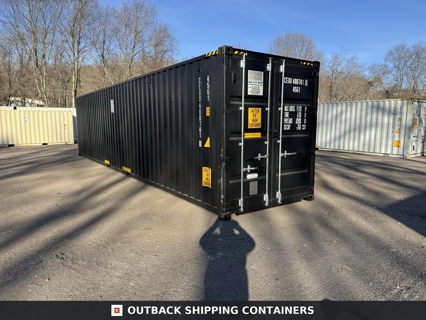 40ft New High Cube Shipping Container – Wind & Watertight – Black – Unit CEUU480741-0