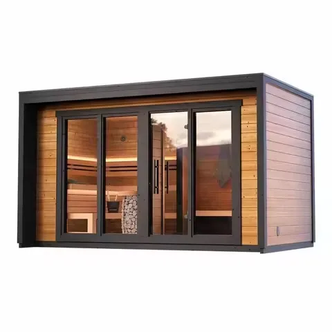 Modern 4–6 Person Outdoor Sauna Cabin – Compact Cube Design,Wooden Spa,Unit,
