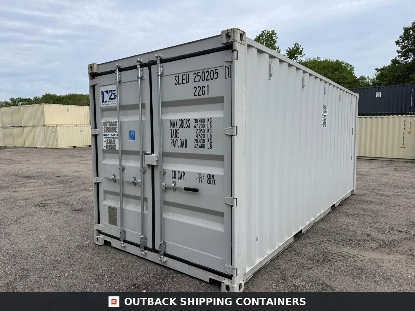 20ft New Shipping Container – Wind & Watertight – Gray – Unit SLEU250205-1
