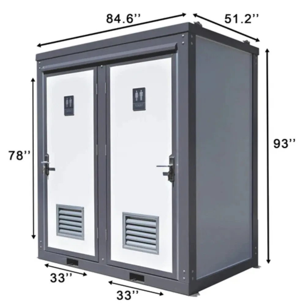 Bastone Dual Portable Restroom Mobile Toilet,2 Stall w/2 Sinks Toilets Bathroom