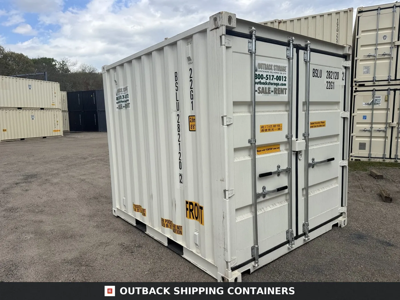 10ft New Shipping / Storage Container – Wind & Watertight – White – Unit BSLU282120-2