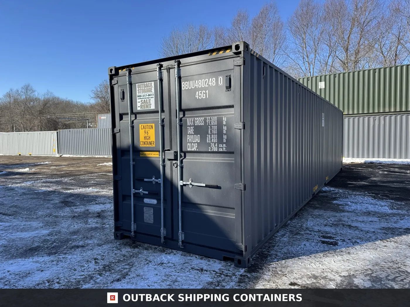 40ft New High Cube Shipping Container – Wind & Watertight – Gray – Unit BBUU480248-0