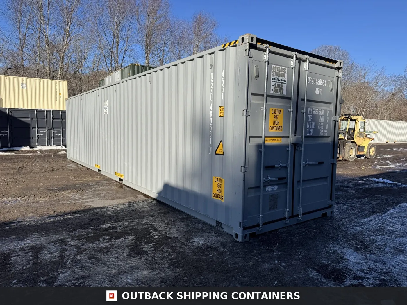 40ft New High Cube Shipping Container – Wind & Watertight – Gray – Unit DSZU480534-1