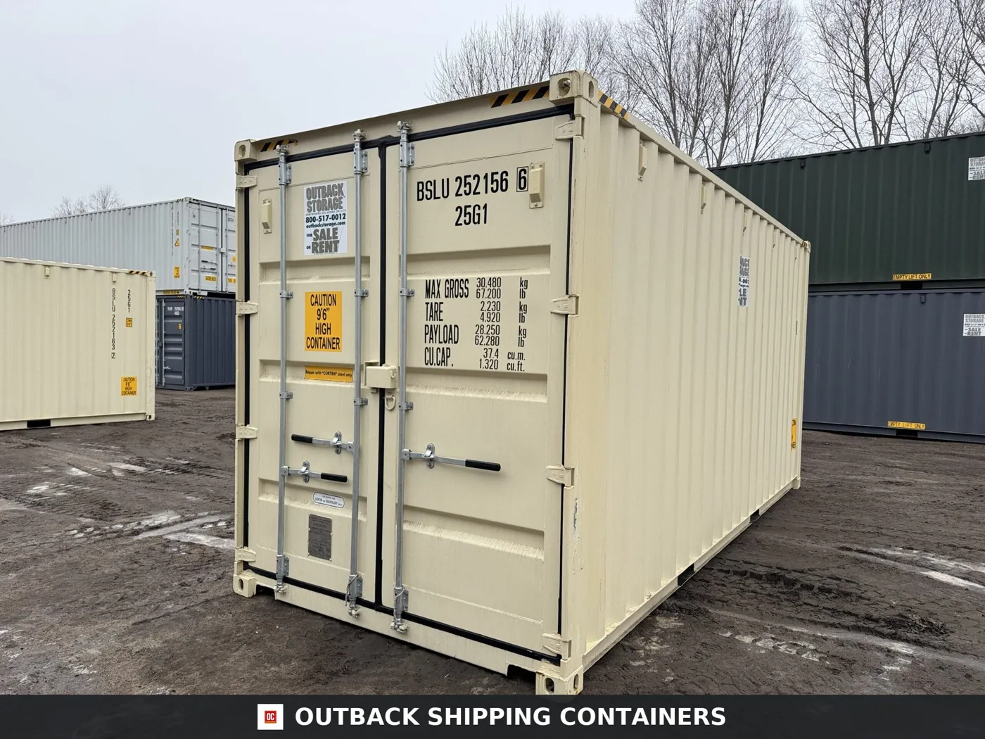 20ft New High Cube Shipping Container – Wind & Watertight – Beige – Unit BSLU252156-6