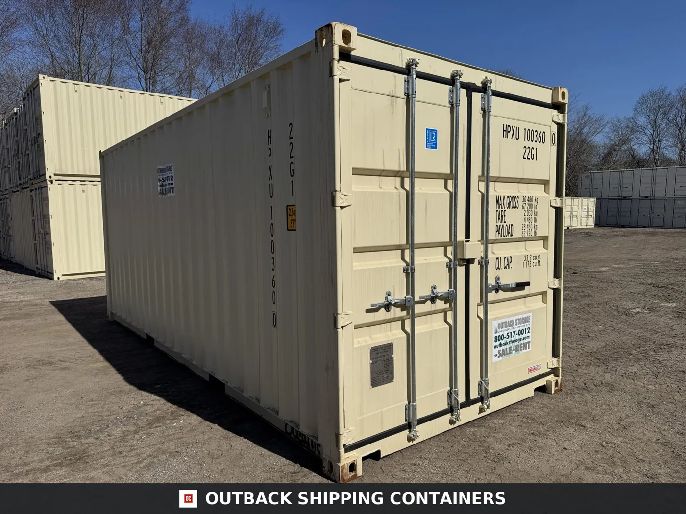 20ft New Shipping Container – Wind & Watertight – Beige – Unit HPXU100360-0
