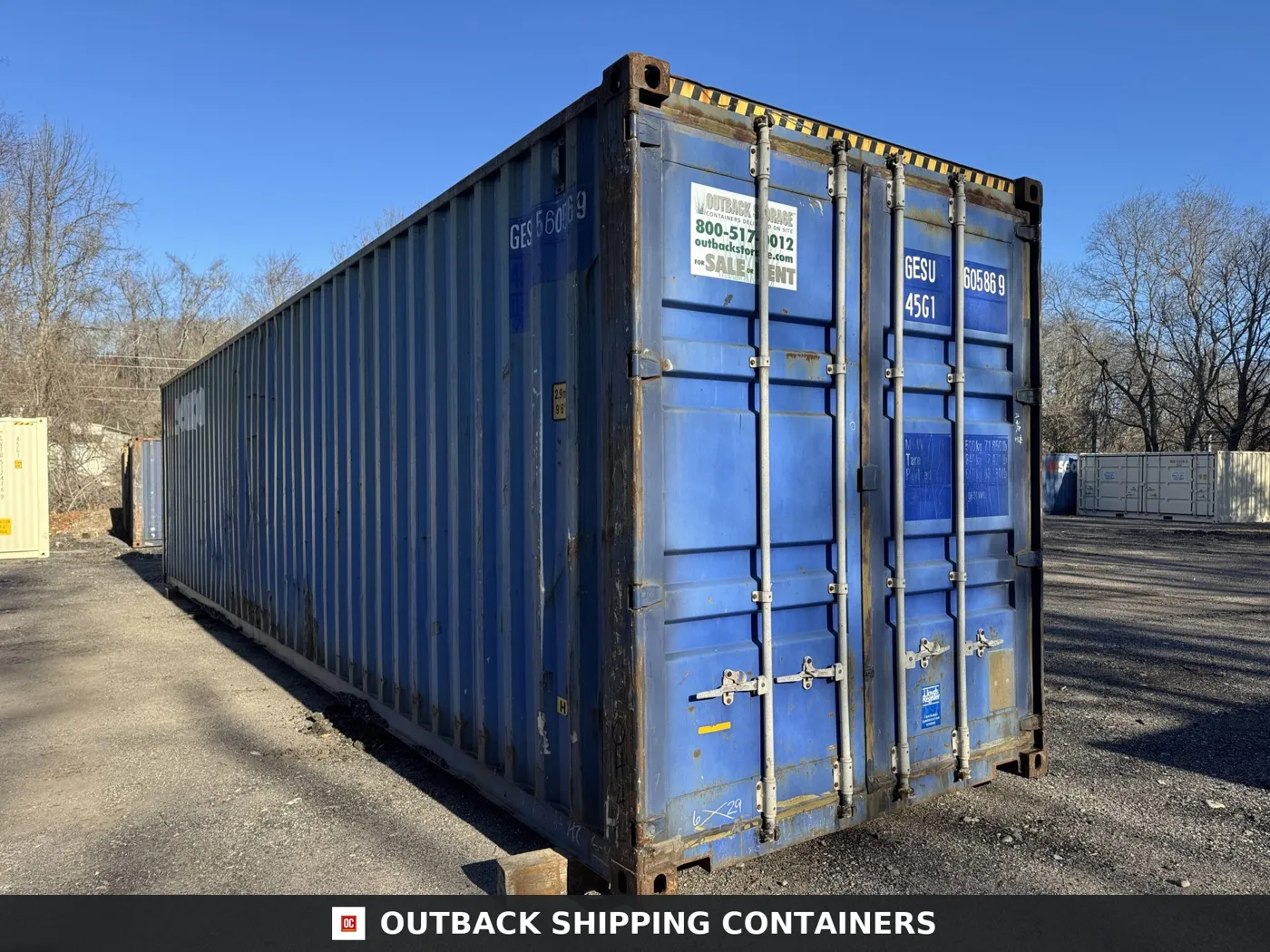 40ft Used High Cube Shipping Container – Wind & Watertight – Blue – Unit GESU560586-9