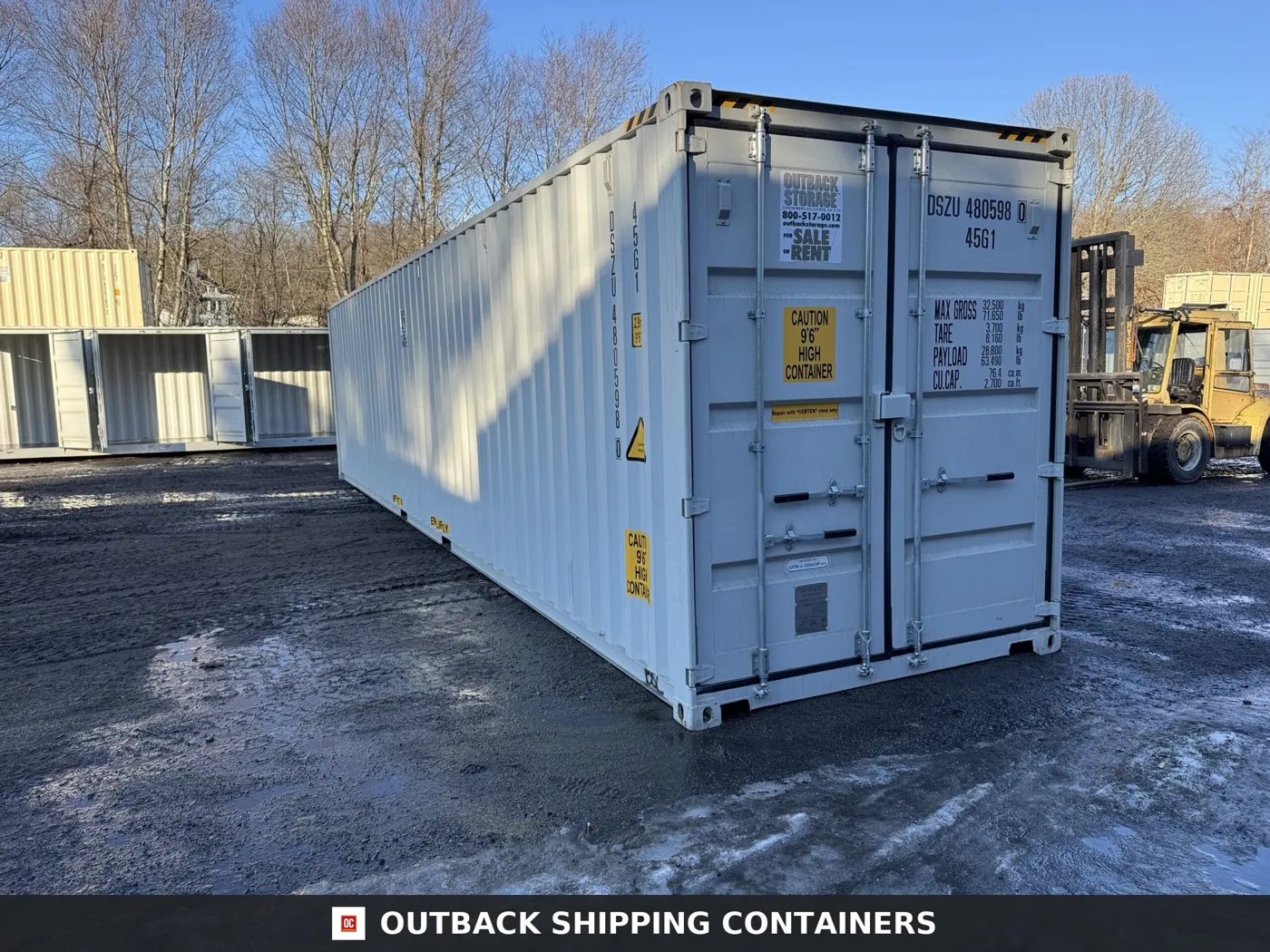 40ft New High Cube Shipping Container – Wind & Watertight – Lt Gray – Unit DSZU480598-0