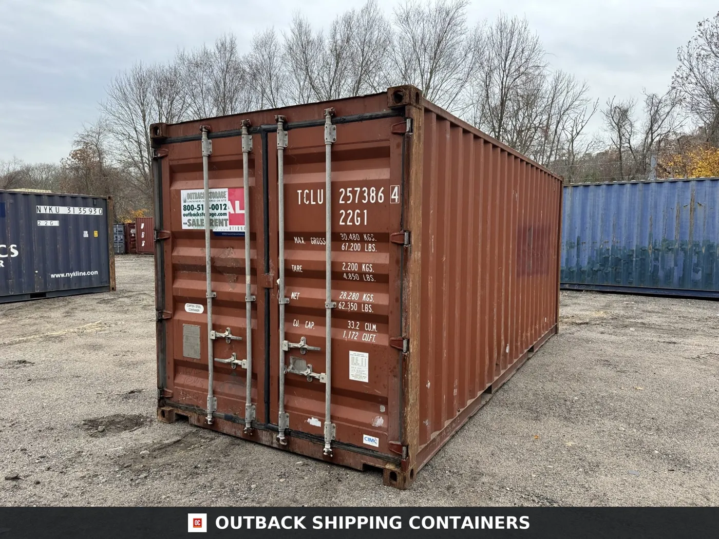 20ft Used Shipping Container – Wind & Watertight – Red – Unit TCLU257386-4