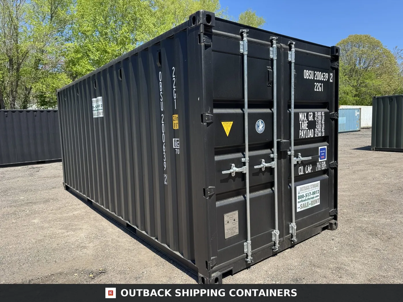20ft New Shipping Container – Wind & Watertight – Black – Unit OBSU200639-2