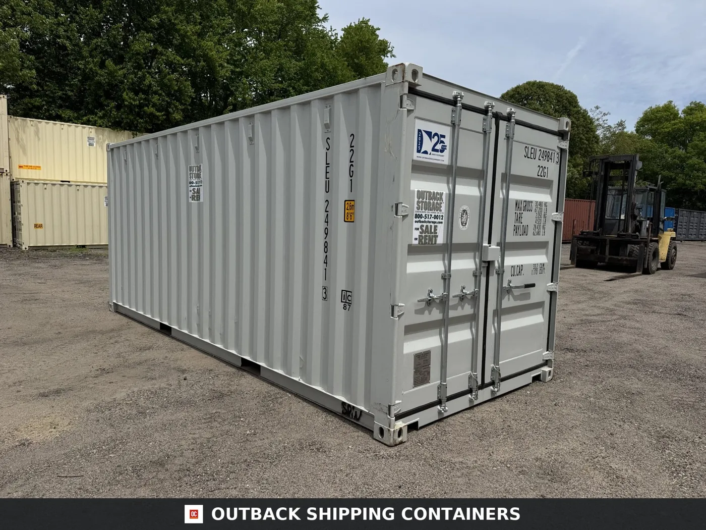 20ft New Shipping Container – Wind & Watertight – Gray – Unit SLEU249841-3