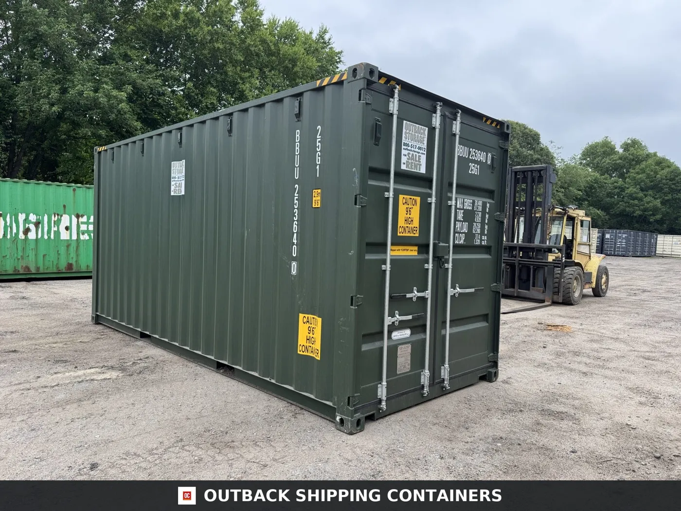 20ft New High Cube Shipping Container – Wind & Watertight – Green