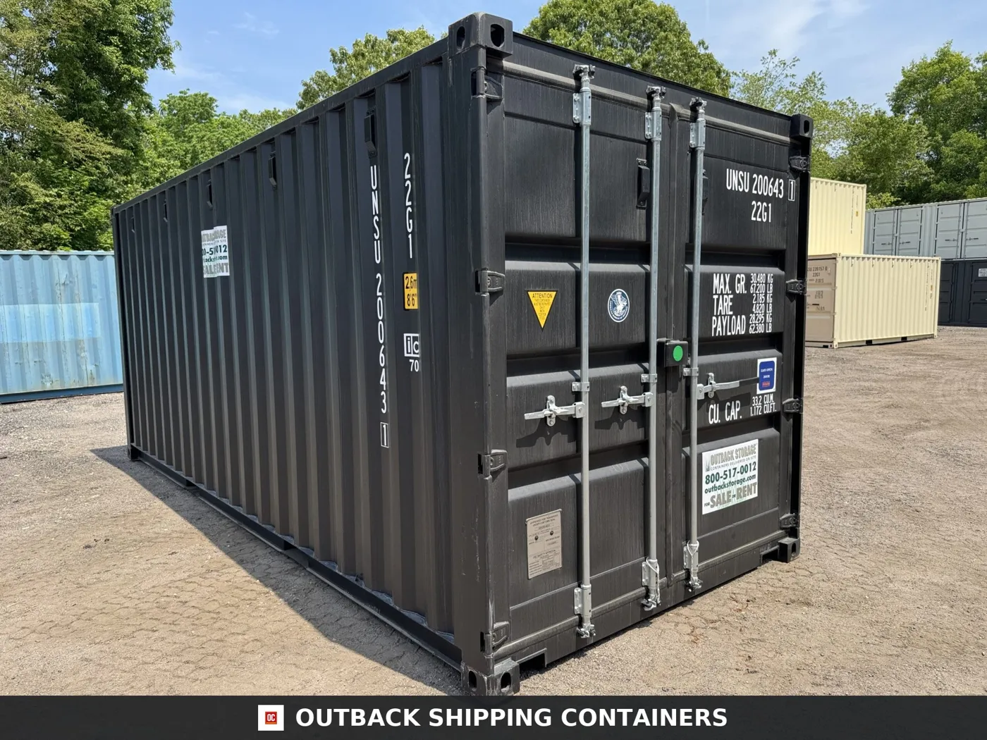 20ft New Shipping Container – Wind & Watertight – Black – Unit UNSU200643-1