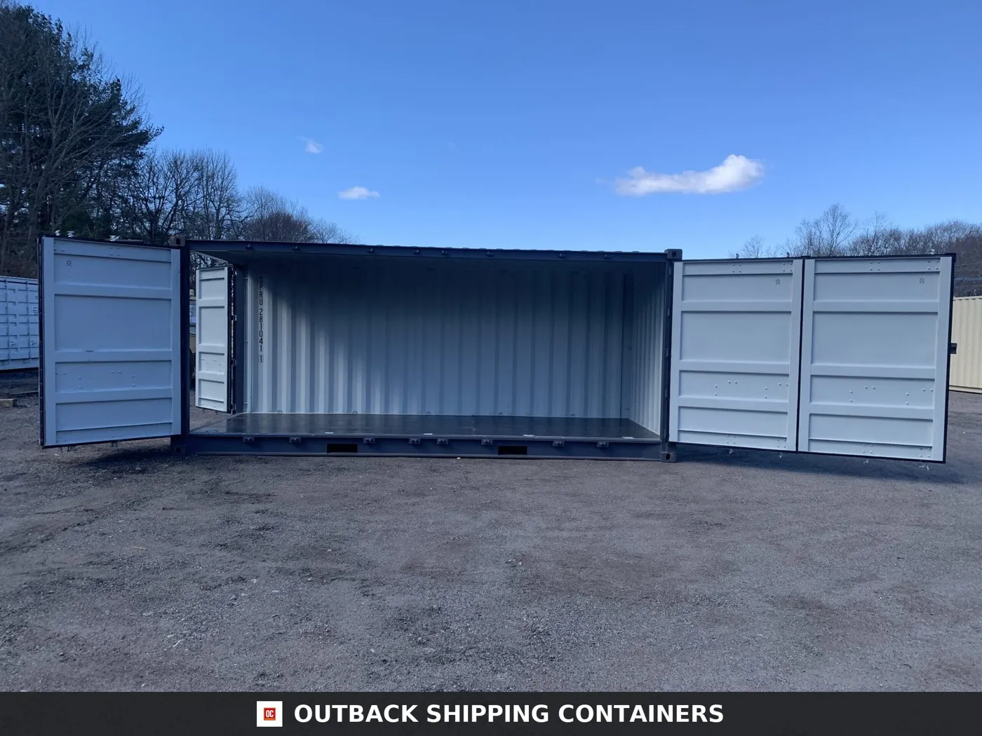 20ft Open Side New Shipping Container – Wind & Watertight – Gray – Unit SPRU281041-1