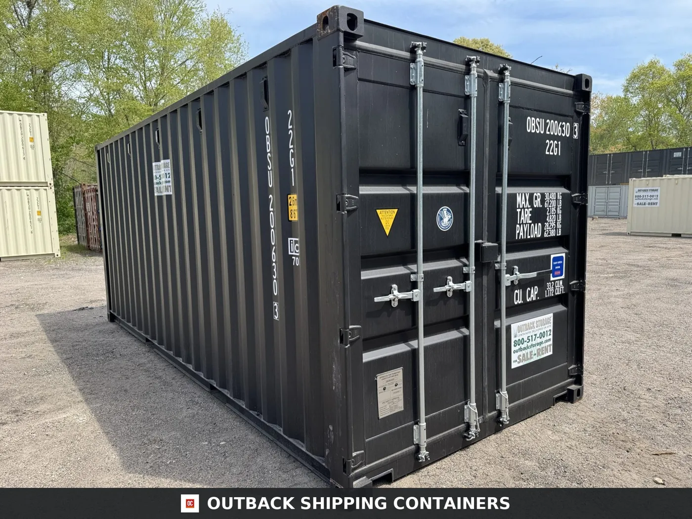 20ft New Shipping Container – Wind & Watertight – Black – Unit OBSU200630-3