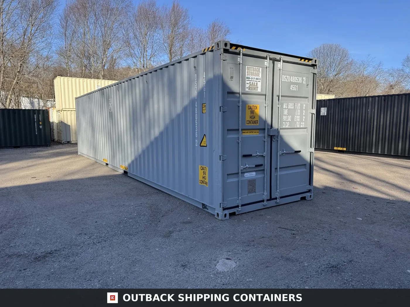 40ft New High Cube Shipping Container – Wind & Watertight – Gray – Unit DSZU480536-2