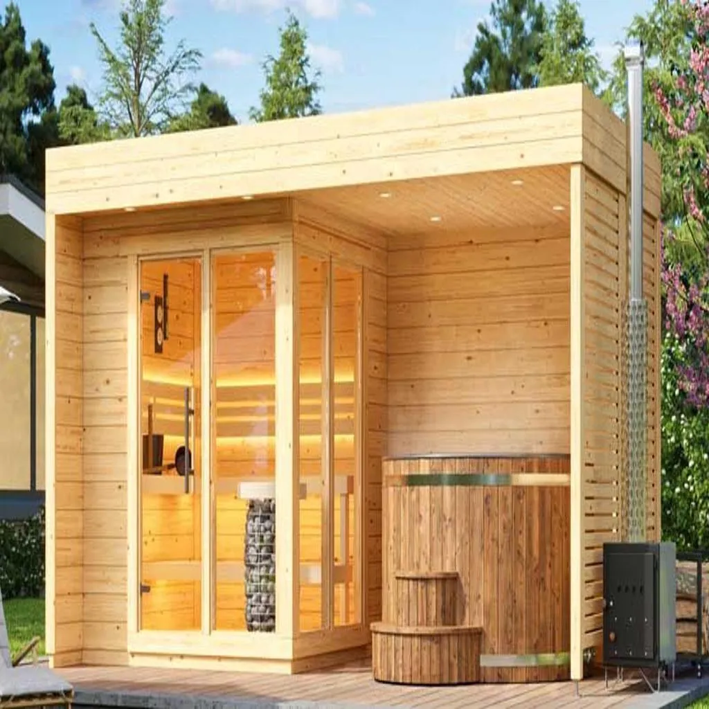 Luxury Outdoor Sauna Cabin + Ice Bath (Complete Wellness Unit)