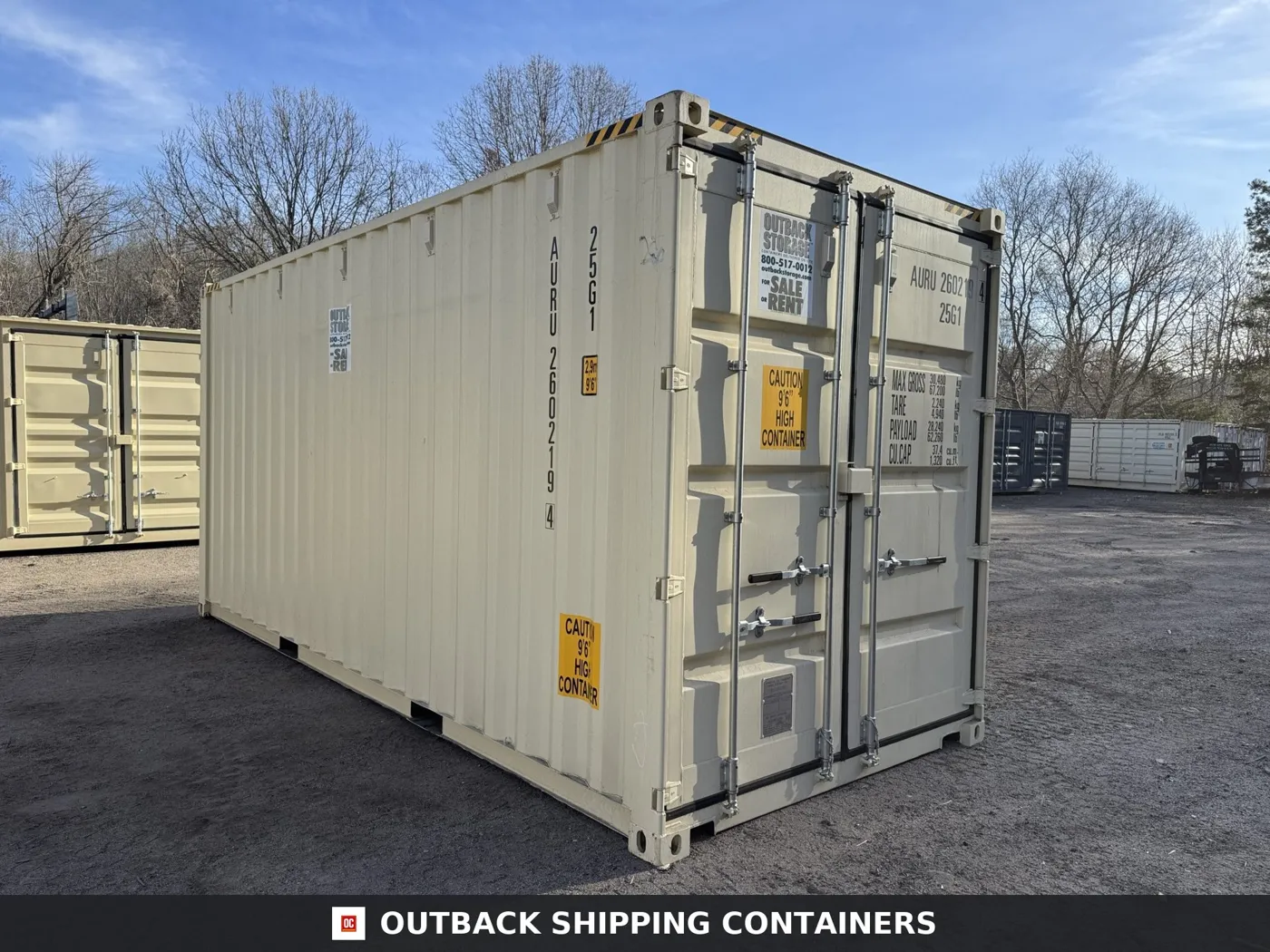 20ft New High Cube Shipping Container – Wind & Watertight – Beige – Unit AURU260219-4