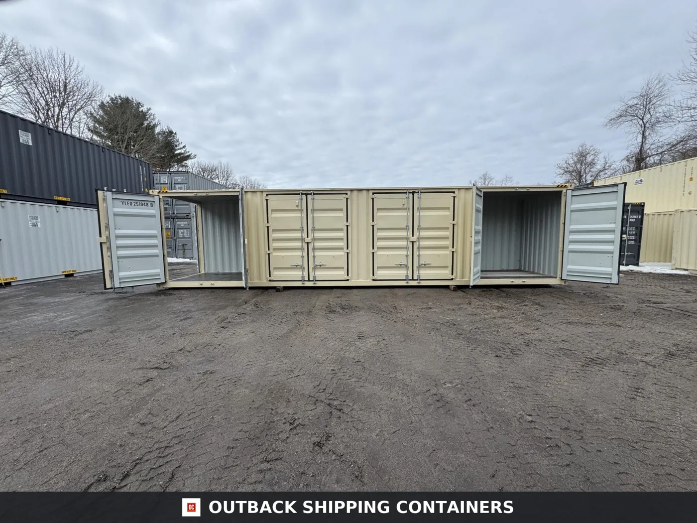 40ft New High Cube Shipping Container – Wind & Watertight – Beige – Unit YLEU251948-8