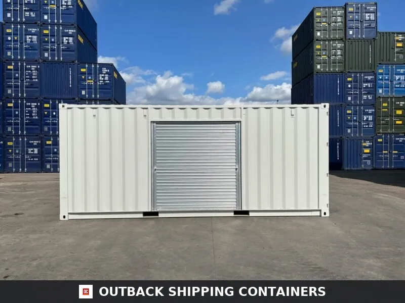20ft Custom One Trip Shipping Container – Roller Shutter & RAL 7035 Respray