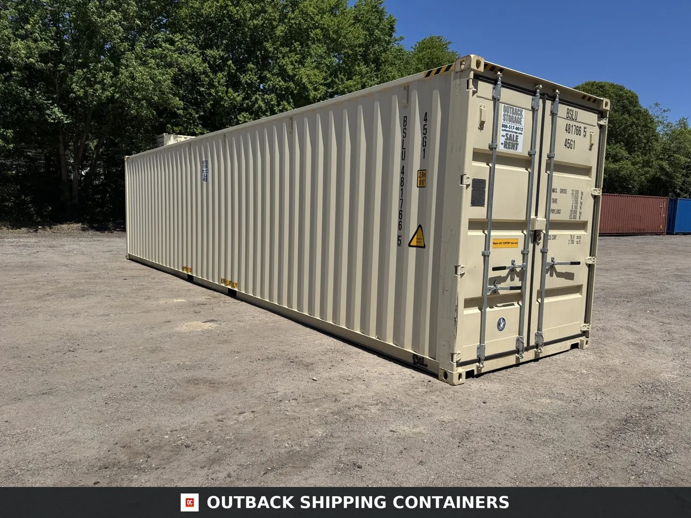 40ft New High Cube Shipping Container – Wind & Watertight – Beige – Unit BSLU481766-5