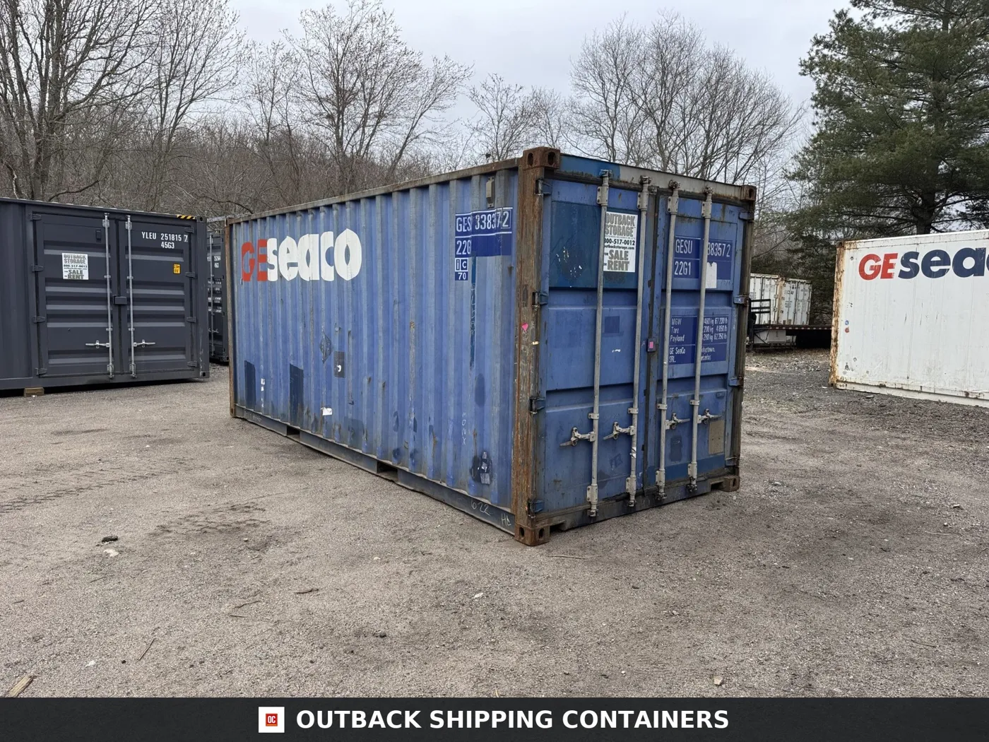 20ft Used Shipping Container – Wind & Watertight – Blue – Unit GESU338357-2