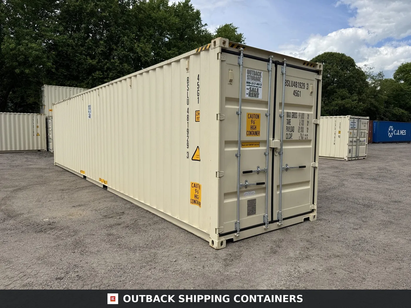 40ft New High Cube Shipping Container – Wind & Watertight – Beige – Unit BSLU481929-3