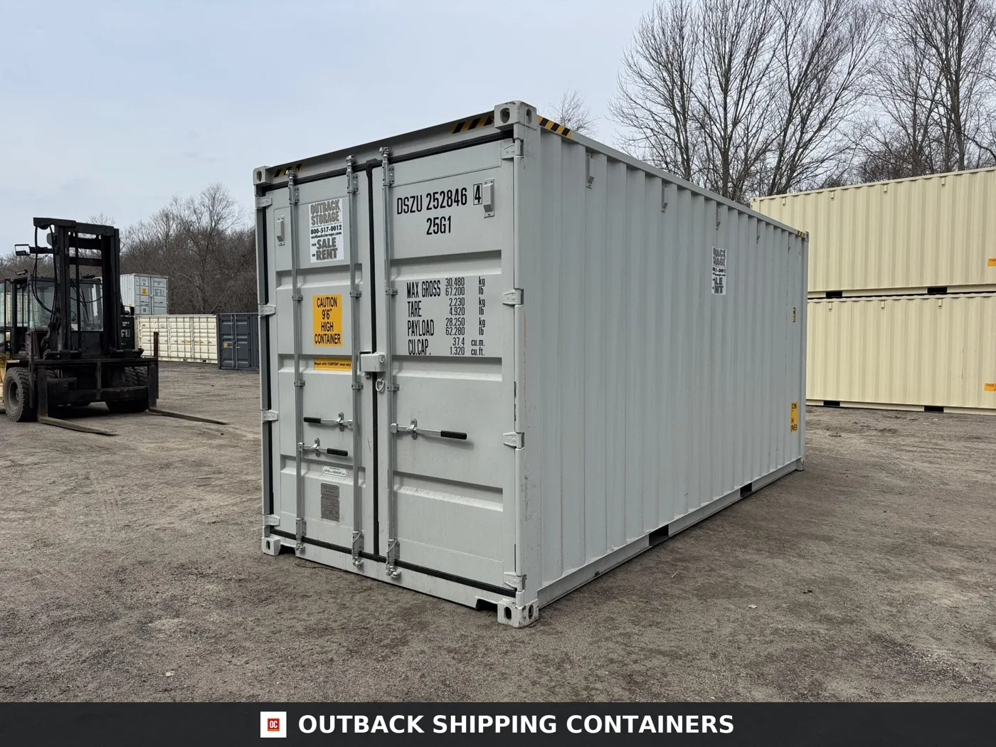 20ft New High Cube Shipping Container – Wind & Watertight – Gray – Unit DSZU252846-4