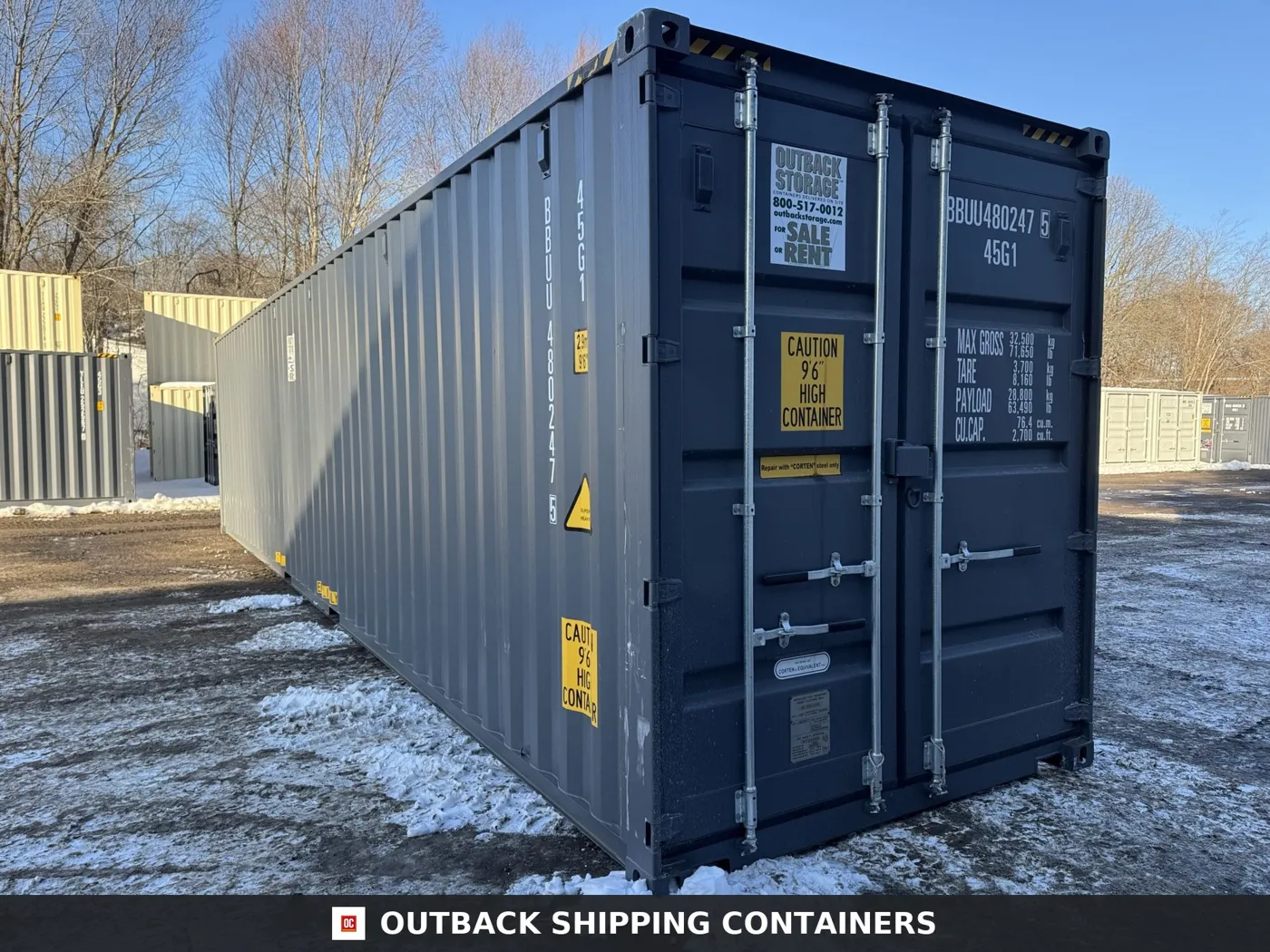 40ft New High Cube Shipping Container – Wind & Watertight – Gray – Unit BBUU480247-5