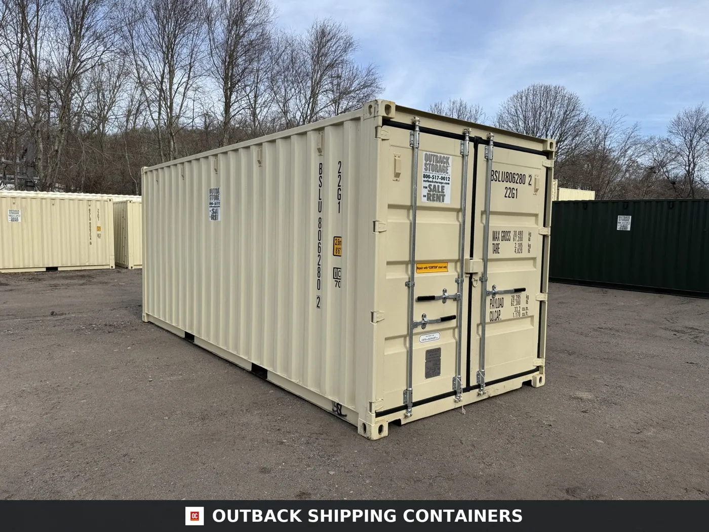 20ft New Shipping Container – Wind & Watertight – Beige – Unit BSLU806280-2