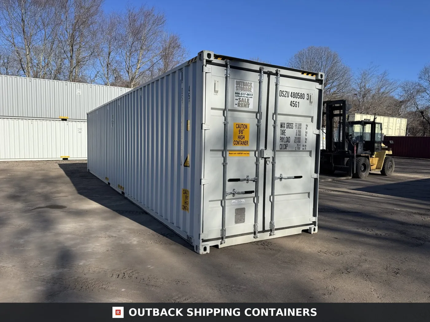 40ft New High Cube Shipping Container – Wind & Watertight – Gray – Unit DSZU480580-3