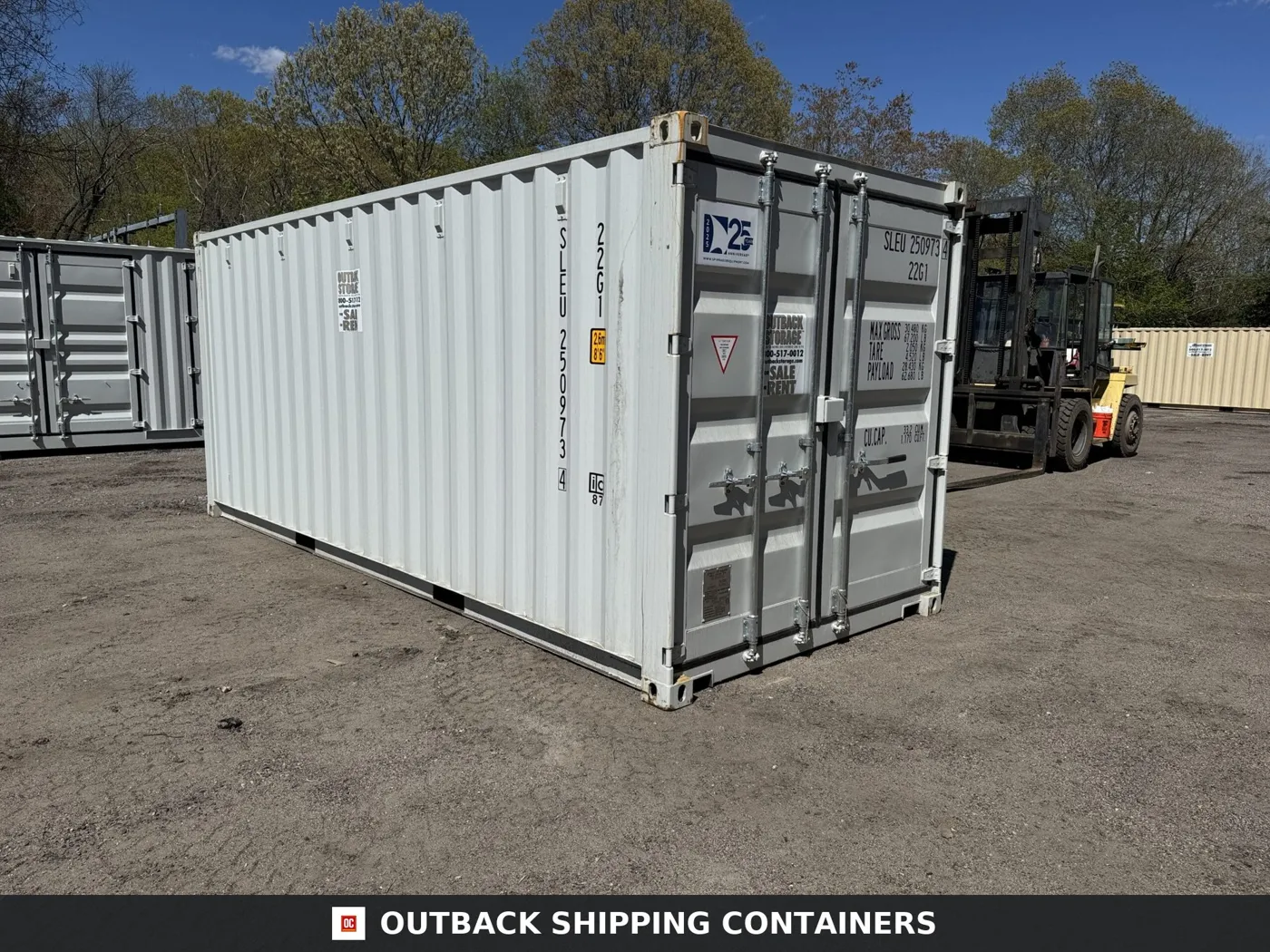 20ft New Shipping Container – Wind & Watertight – Gray – Unit SLEU250973-4