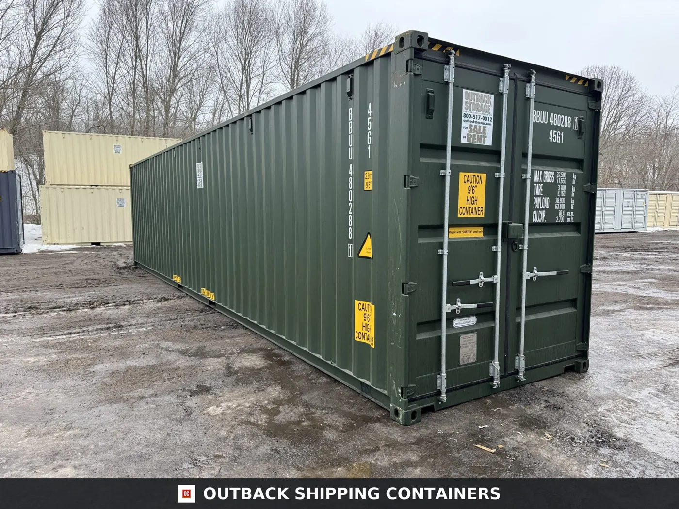 40ft New High Cube Shipping Container – Wind & Watertight – Green – Unit BBUU480288-1