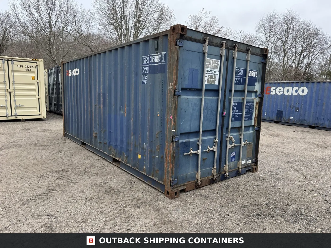 20ft Used Shipping Container – Wind & Watertight – Blue – Unit GESU360648-6