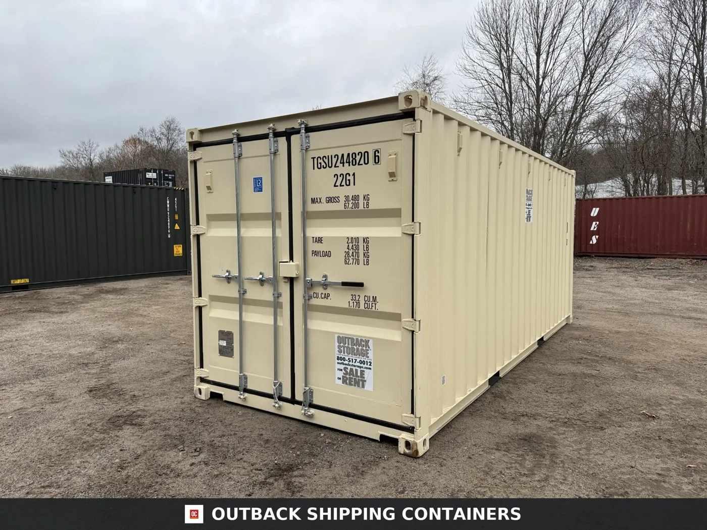 20ft New Shipping Container – Wind & Watertight – Beige – Unit TGSU234710-8