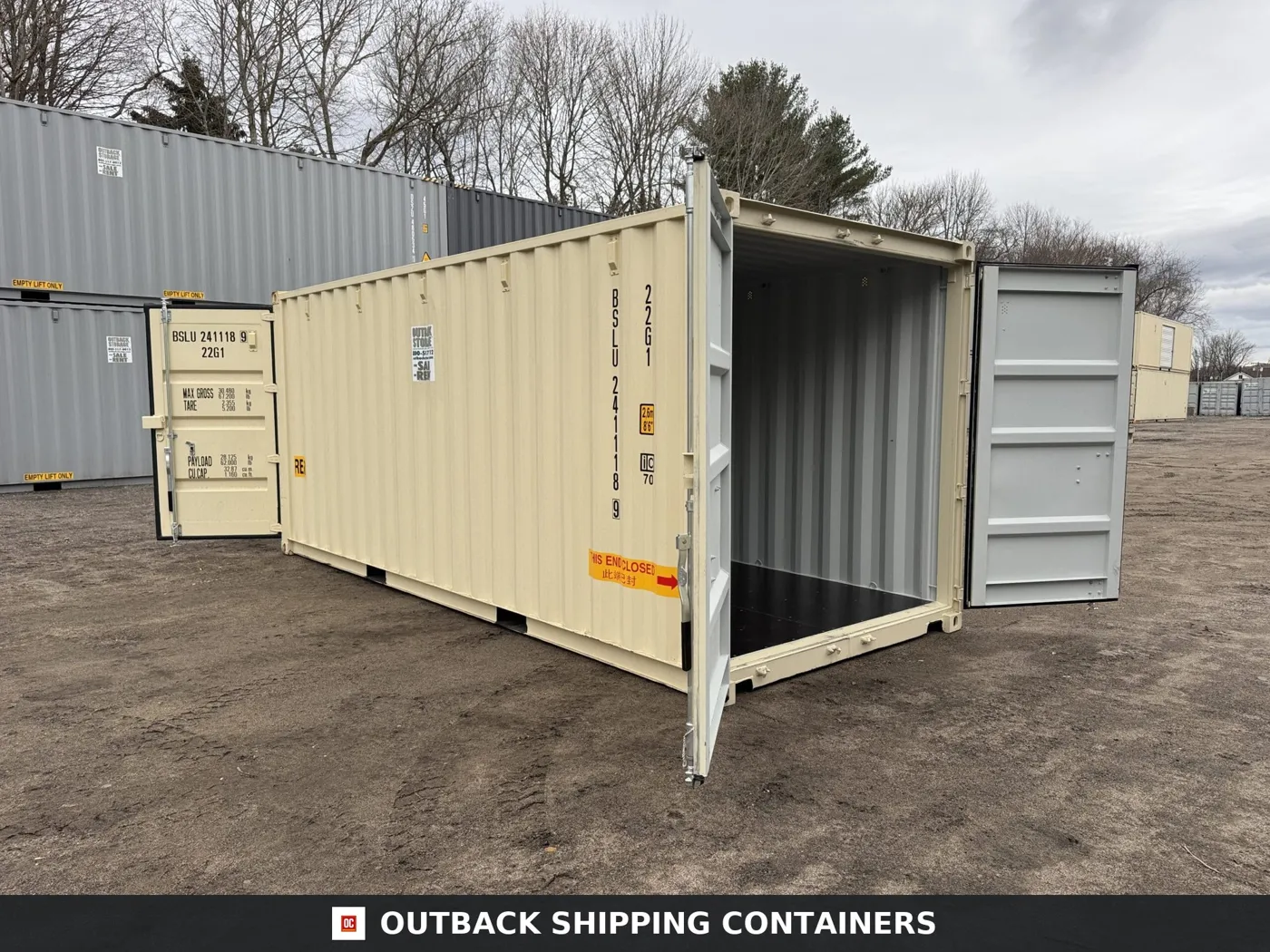 20ft New Shipping Container – Wind & Watertight – Beige – Unit BSLU241118-9
